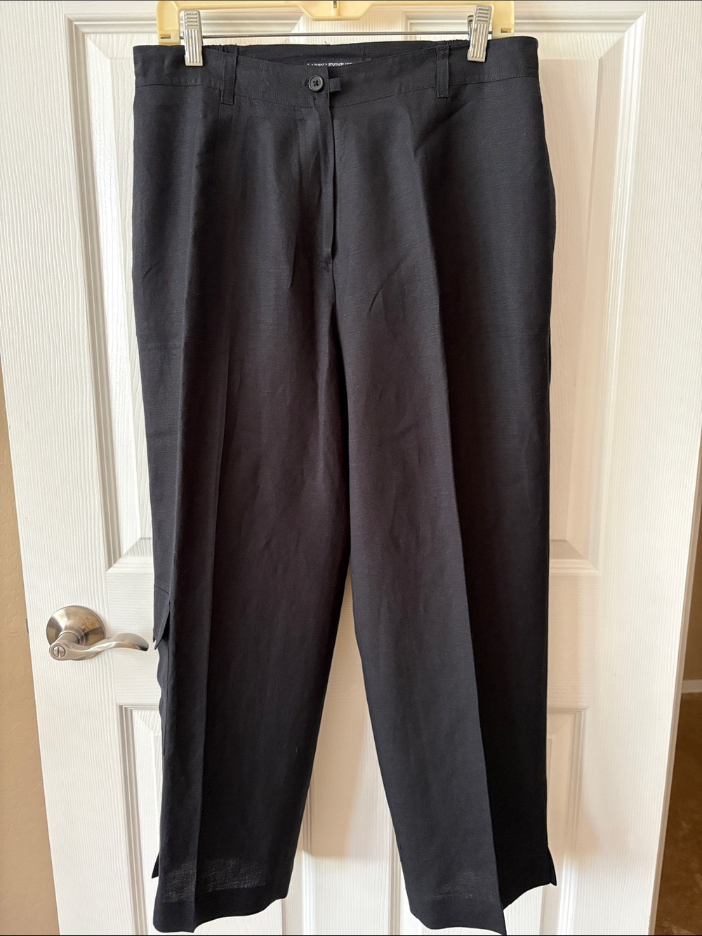 LARRY LEVINE WOMAN Black Linen Pants